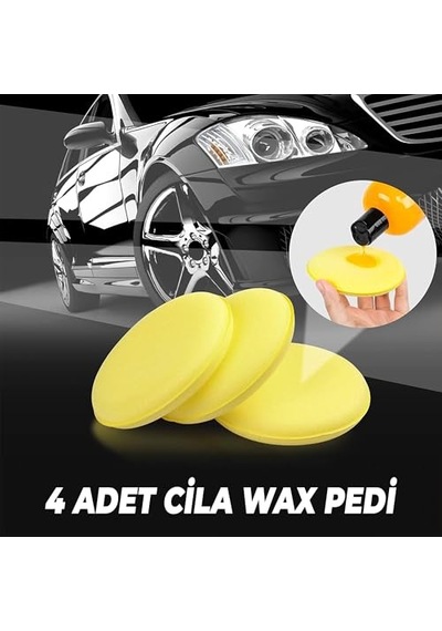 Wonkey - Oto Pasta Cila Wax Pedi Süngeri, Araba Ve Torpido Parlatma Ve Temizleme Aplikatörü, Polisaj Süngeri, Deri Koltuk Parlatma, Araç Boya Parlatma Ve Wax Uygulama Pedi 4 Adet