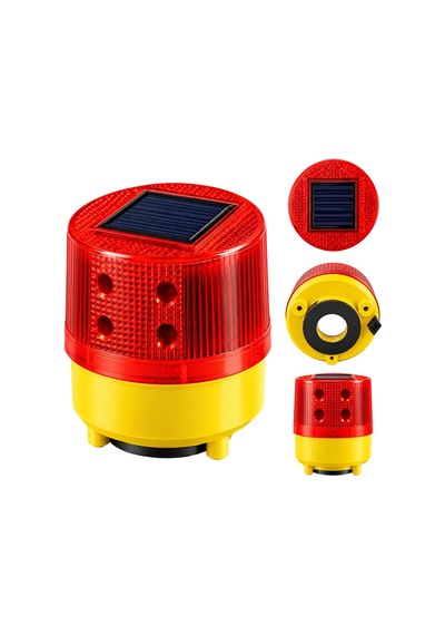 Powermaster Pm-39274 Solar Enerjili Mıknatıs Tabanlı Kırmızı İkaz Uyarı Lambası