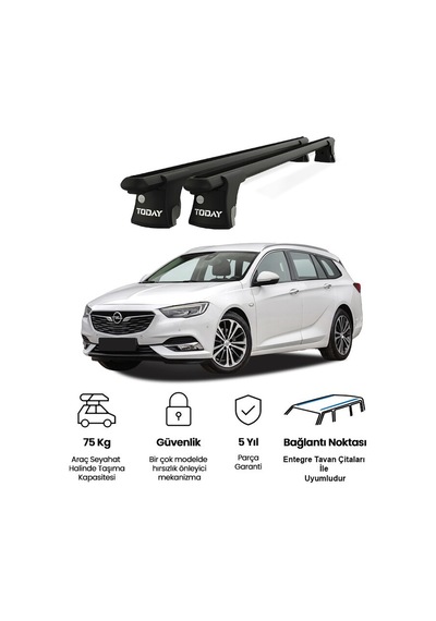 Trio-ıı Opel İnsignia Kombi 2018 Ve Sonrası Uyumlu Siyah Kilitli Ara Atkı 120cm Port Bagaj Tavan Barı