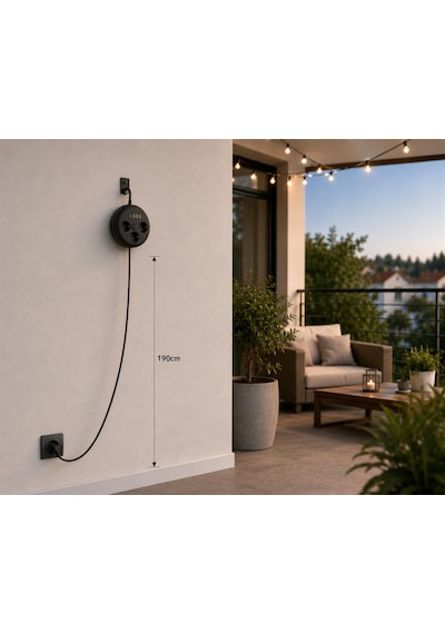 Coverzone Askılı Model Akım Korumalı Makaralı Priz, 190cm Kablo, 3 Prizli 3 Usb 1 Type-c 16a 4000w Termal Ve Kısa Devre Korumalı 100-250v Çoklu Priz Kablo Sarıcılı Priz Model 3395 Siyah