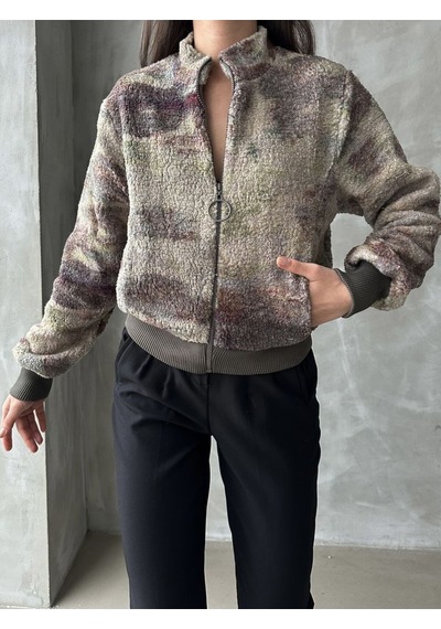 H1 Style Desenli Peluş Mont Kamuflaj Kamuflaj
