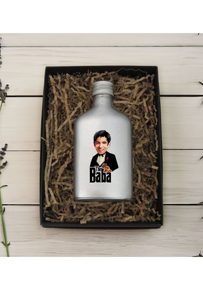 Bk Gift Kişiye Özel The Baba Karikatürlü Gümüş Tasarım Cam Şişe Kolonya 200 ML 1
