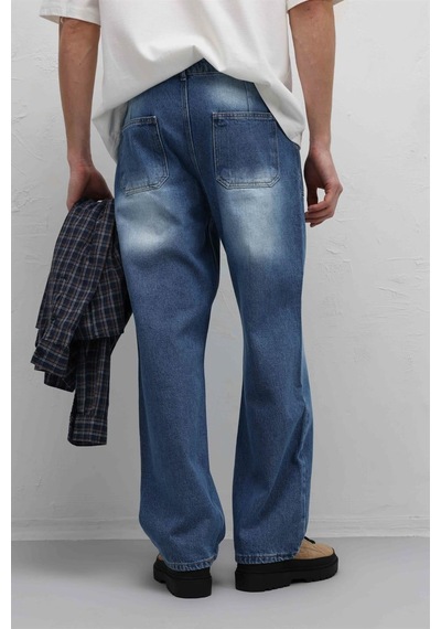 Vamos Cep Detaylı Baggy Fit Jean Mavi