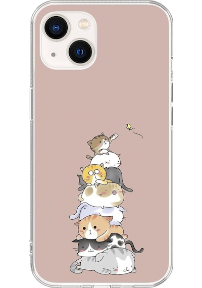 Apple Uyumlu iPhone 14 Şeffaf Kılıf Kedişler 1 Tasarımlı