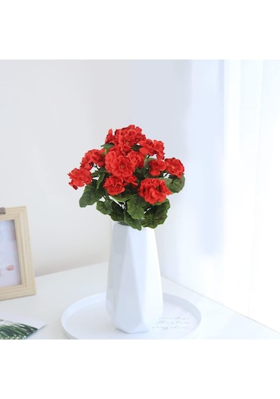 Yapay Çiçek Sardunya Demeti 40 25cm 1.kalite Kırmızı Koyu Balkon Çiçeği
