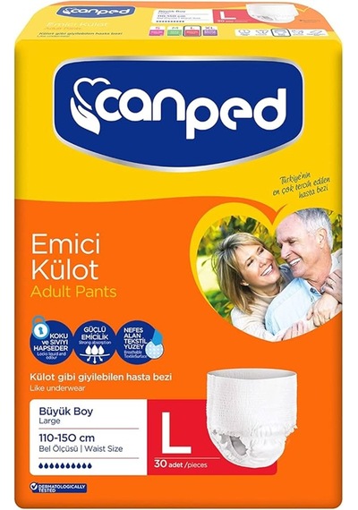 Canped Emici Külot L Beden Büyük Boy Hasta Bezi 30 Adet 1 Paket
