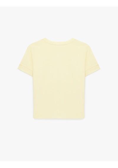 Koton Slim Fit Kısa Kollu Bisiklet Yaka Basic Tişört Sarı 6sak50400ek
