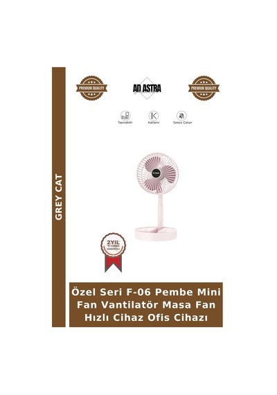 Özel Seri F-06 Pembe Mini Fan Vantilatör Masa Fan Hızlı Cihaz Ofis Cihazı