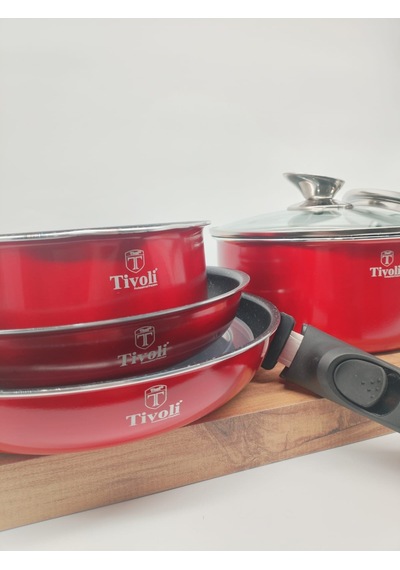 Tivoli Metallic Line Red Collection 9 Parça Tencere Takımı