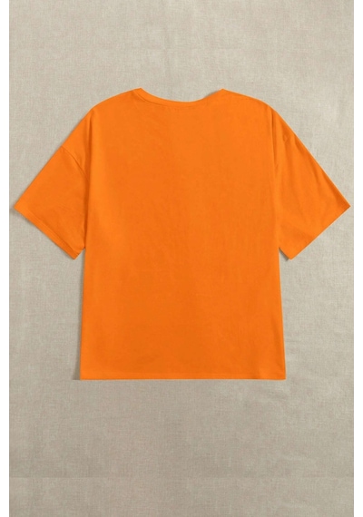 Unisex Miami Baskılı Oversize Tshirt Turuncu