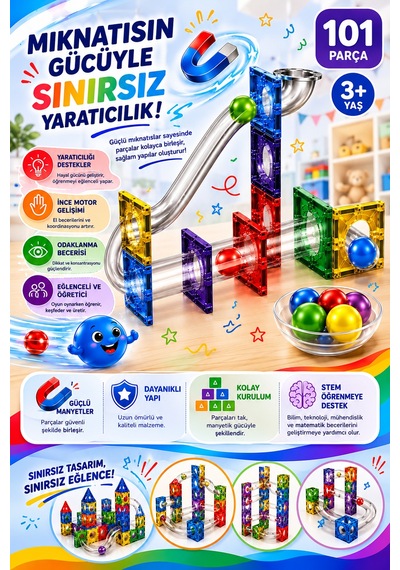 Mıknatıslı Manyetik Parkur Seti 101 Parça
