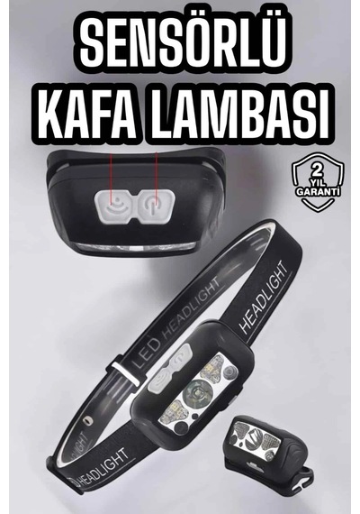 Kafa Lambası Kamp Lambası Sensörlü Şarjlı Ayarlanabilir Diğer