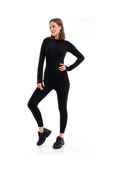 Winmoda34 Kadın Dalgıç Polarlı Likralı Spor Günlük Tulum Önden Fermuar Detaylı Uzun Kol Parmak Geçmeli Model Siyah Winmoda34 Kadın Dalgıç Polarlı Likralı Spor Günlük Tulum Önden Fermuar Detaylı Uzun Kol Parmak Geçmeli Model Siyah