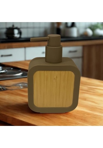Mat Antrasit Sabunluk Ahşap Desenli Lüks, Ergonomik Tasarım, Ahşap Dispenser Kahverengi Genel