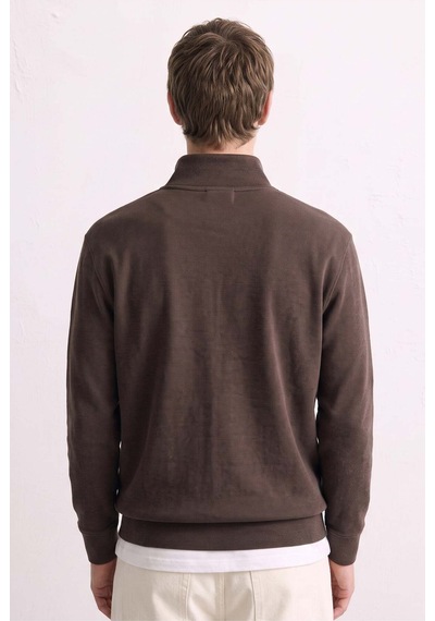 Barrels And Oıl Erkek Yarım Fermuarlı Dik Yaka Sweatshirt - Kahve M.kahve M.kahve