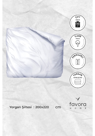 Yorgan Astar Şiltesi %100 Pamuk Çift Kişilik Fermuarlı Yorgan İç Beyaz
