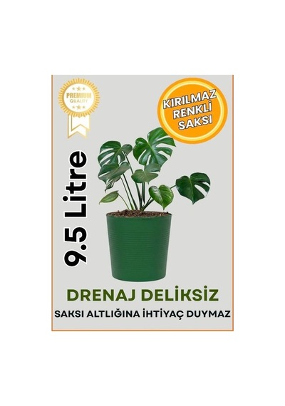 Hüskon Ticaret Yeşil 9.5 Litre Dekoratif Bitki Saksısı - Iç-dış Mekan Bitkileri Için Uygun Saksı
