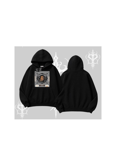 Tarzsokak Kapşonlu Sweatshirt Fossilized Skull Underground Archive Siyah