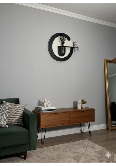 Primula Ahşap Pilli Ledli İskandinav Tarzı Salon Duvar Rafı Modern Çiçeklik 50 Cm Paris Grisi - Antrasit