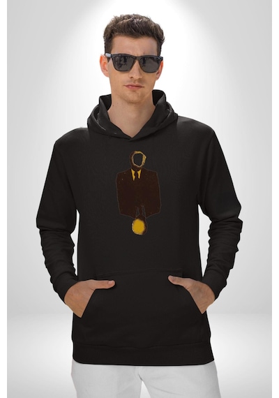 Görünmez İnsan Takım Elbise Kadın Erkek Siyah Kapüşonlu Sweatshirt Hoodie Siyah