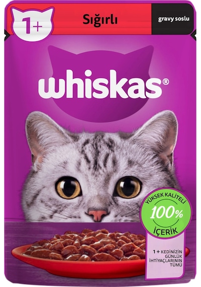 Whiskas Pouch Sığırlı Yetişkin Kedi Maması 28 x 85 G