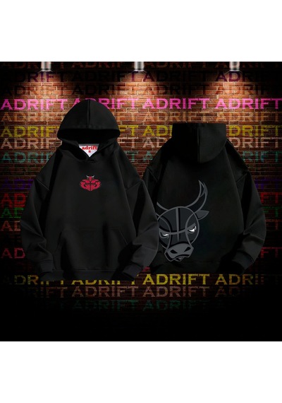 Startmore Adrift Chicago Bulls Tasarım Baskılı Kapüşonlu Sweatshirt Hoodie Model3 Siyah Siyah