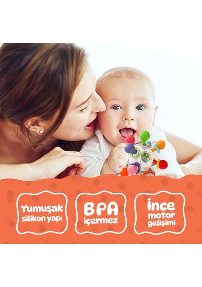 Bebek Montessori Duyusal Diş Kaşıyıcı Top, Motor Beceri Gelişim Oyuncağı