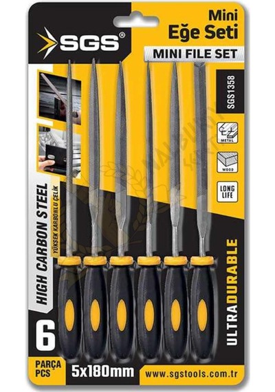 Sgs Saplı Mini Eğe Seti Ahşap Ve Metal 5 X 180 Mm. - 6 Farklı Parça
