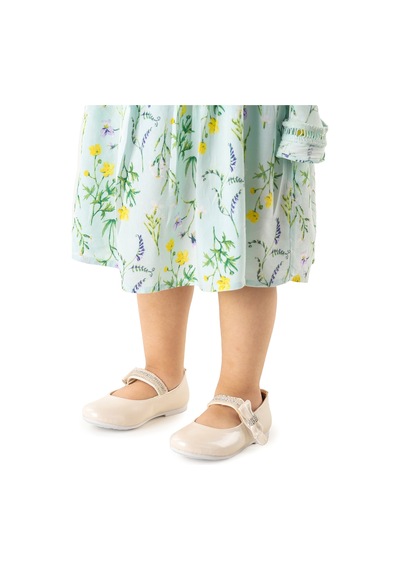 Kiko Kids Cırtlı Kız Çocuk Taşlı Babet Ayakkabı 252 Cilt Sedef 001