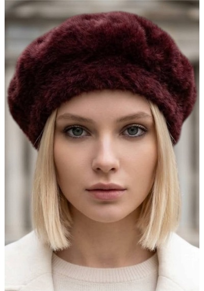 Uniquetrenders Kadın Peluş Kışlık Fransız Ressam Bere Bordo