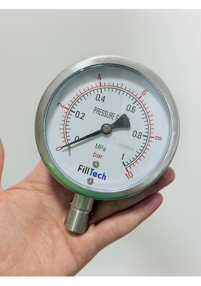 Filltech Manometre Basınç Göstergesi 0-10 Bar 105mm