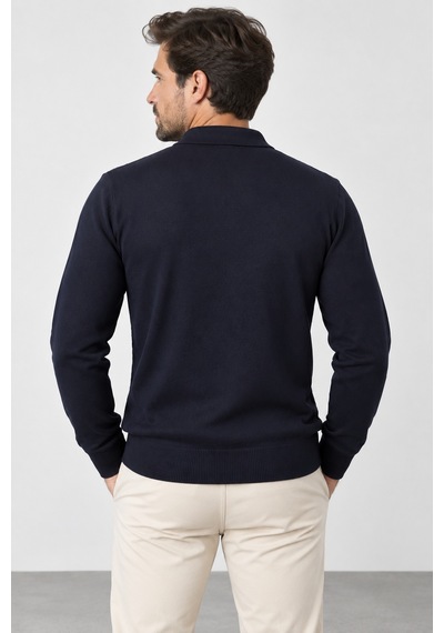 Sabri Özel Erkek Polo Yaka Düğmeli Desenli Triko Kazak Klasik Kesim Örgü S25w22ct082-lacivert Sabri Özel Erkek Polo Yaka Düğmeli Desenli Triko Kazak Klasik Kesim Örgü S25w22ct082-lacivert