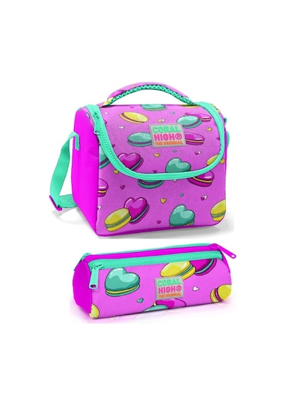 Coral High Kız Çocuk Pembe Makaron Beslenme Çantası Seti