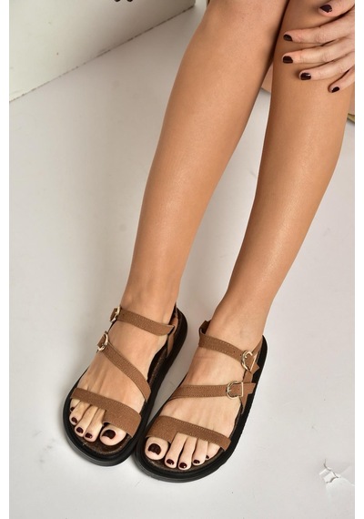 Fox Shoes Y250504002 Taba Süet Kadın Sandalet Taba