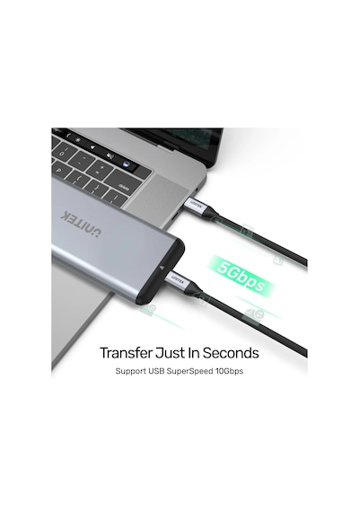 Unıtek Usb-c 3.2 Kablo 2mt 5gbps, 100w Pd, 4k&60hz C14091abk