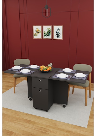 Lüks Katlanır Mutfak Yemek Masası %100 Mdf Pratik Çekmeceli Çalışma Masası Km99 Koyu Gri Lüks Katlanır Mutfak Yemek Masası %100 Mdf Pratik Çekmeceli Çalışma Masası Km99 Koyu Gri
