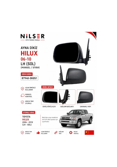 Toyota Hilux Dikiz Ayna Dış Sol 2006-2010 Manuel