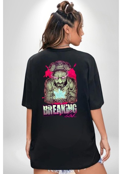 Breaking Bad Siyah Oversize Unisex Ön Ve Sırt Baskılı Tişört Siyah
