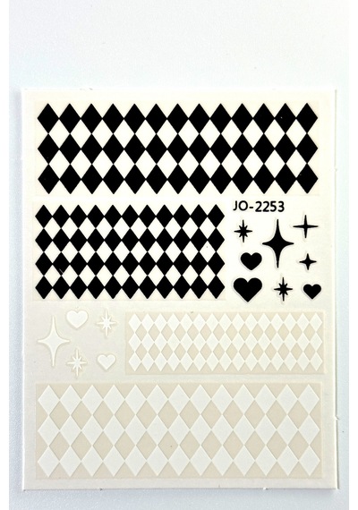 Nail Art Sticker Kendinden Yapışkanlı, Tırnak Süsleme, Tırnak Dövmesi Stikır 2253 Siyah-beyaz-2253