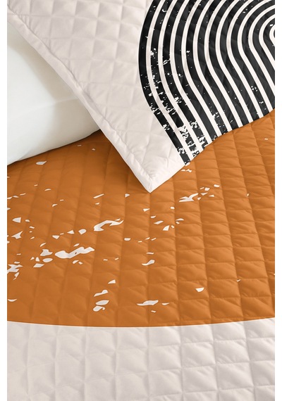 Geometrik Siyah Genç Odası Tek Kişilik Pike Takımı - Modern Hardal 160x220 Cm Kapitone Yatak Örtüsü Hafif Papatya Anısı