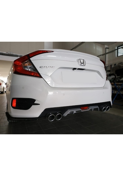 Honda Civic Fc5 2016 - 2021 Difüzör 4 Egsoz Görünümlü Gri