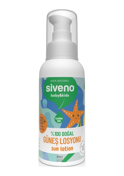 Siveno %100 Doğal Çocuk Güneş Losyonu Leke Karşıtı Nemlendirici Bitkisel Vegan UVA UVB SPF 50+ 100 ml