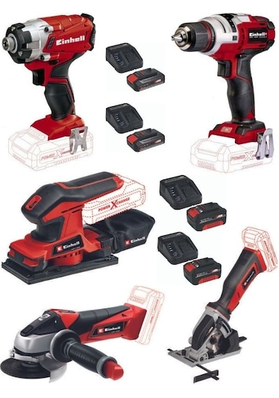 Einhell TE-CI 18/1 Vidalama + TE-CD 18'li Matkap Vidalama + TC-OS 18/187 Zımpara + TE-AG 18 TE-CS Li Ion Akülü Vidalamalar 2729087