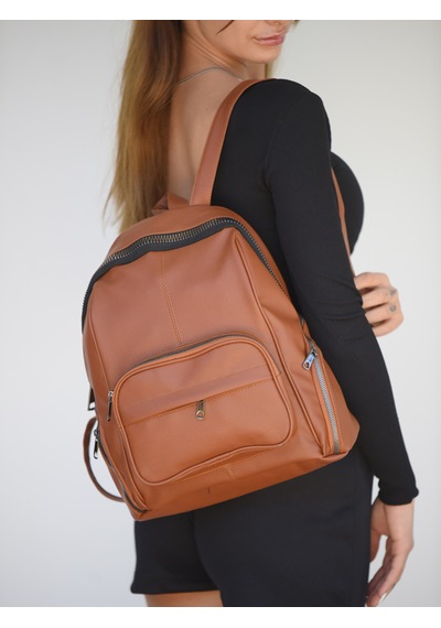 Jara Bag Frida Kadın Sırt Çantası Şık, Yumuşak Dokulu Ve 5 Bölmeli Taba