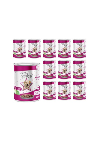 Prostar Yetişkin Köpek Biftekli Ve Jöleli Konserve Mama 400 Gr X 12 Adet