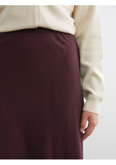 Lcw Modest Bordo Beli Fermuarlı Kloş Etek