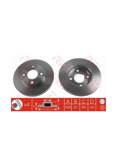 Ford Fiesta 6 Ön Fren Diski 258 Mm Çap 2009-2017 Trw