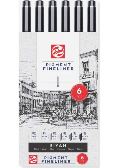 Talens Pigment Fineliner Teknik Çizim Kalemi 6lı Set