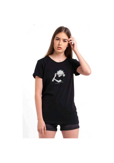 Anime Black Naruto Baskılı Siyah Kadın Tshirt
