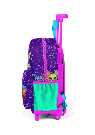 Minik Yuva Çekçekli Sırt Çantası Mor Pembe Kedi Desenli İki Bölmeli 24032
